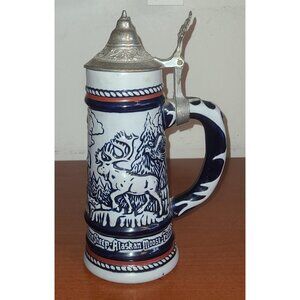 1976 AVON Collectible Beer Stein with Lid Rocky Mountain Wildlife Made in Brazil